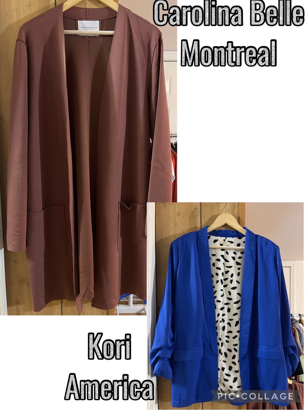Carolina Belle Montreal & Kori America Open Front Cardigans - Brown & Royal Blue